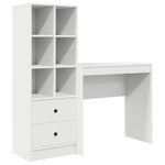 vidaXL Bureau avec tiroir avec étagère avec stockage 2 Pièces Blanc