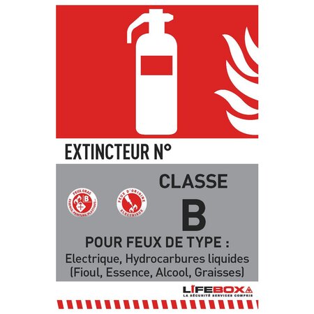 Panneau de signalisation incendie - Indicateur Classe de feu - Classe B pour feux de type électrique
