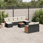 vidaXL Salon de jardin 10 Pièces avec coussins noir résine tressée