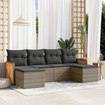 vidaXL Salon de jardin 6 Pièces avec coussins gris résine tressée