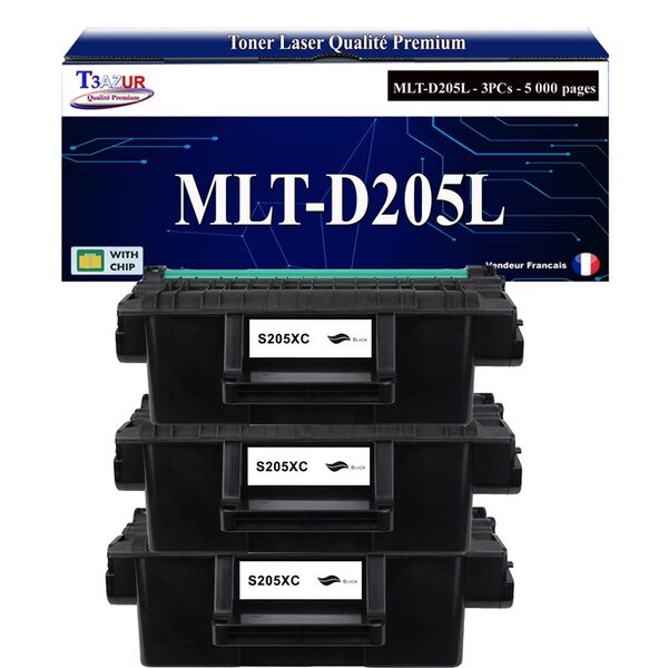 T3AZUR - 3x Toners compatibles avec Samsung MLT-D205L MLTD205LL pour Samsung SCX5637 SCX5637FR SCX5637HR SCX5737 SCX5737FD SCX5737FW SCX5737FX SCX5739FW