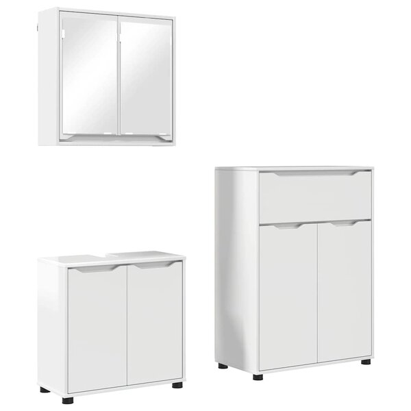 vidaXL Ensemble de mobilier de salle de bain 3 Pièces Blanc brillant
