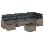 vidaXL Ensemble de canapé de jardin avec coussin 8 Pièces Gris Poly rotin