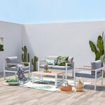 Le Cyr : Salon de jardin bas blanc aluminium 4 places