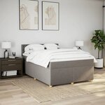 vidaXL Sommier à lattes de lit avec matelas Taupe 140x200 cm Tissu
