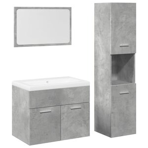 vidaXL Ensemble de meubles de salle de bain 4 Pièces gris béton
