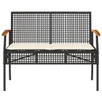 vidaXL Salon de jardin 4 Pièces avec coussins Noir Résine tressée