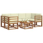 vidaXL Ensemble de canapés d'extérieur 7 Pièces Naturel et Crème