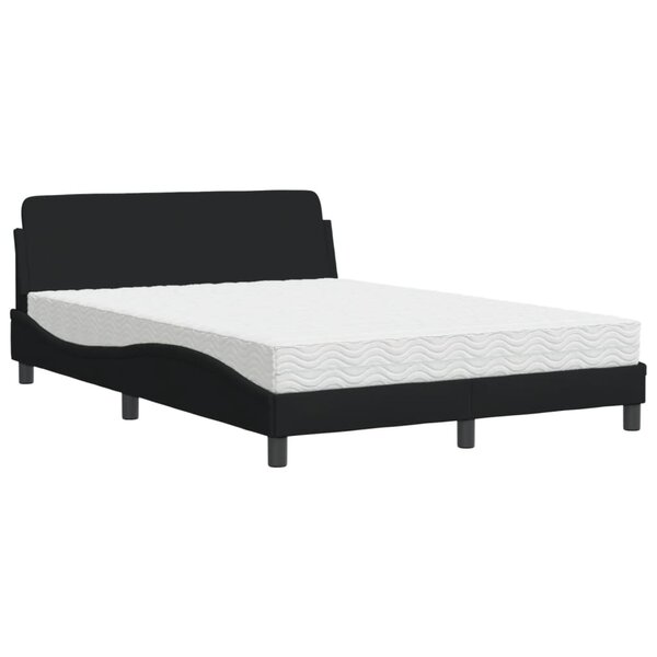 vidaXL Lit avec matelas noir 140x190 cm tissu