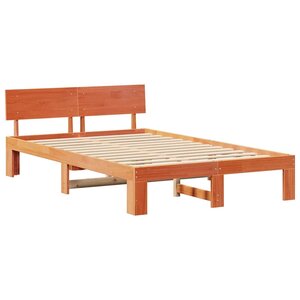 vidaXL Cadre de lit Marron 140 x 190 cm Bois de pin massif