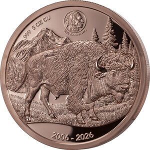 Monnaie BUFFALO Investor Titans 5 Oz Cuivre 25 Cents Barbados 2026 (PRÉCOMMANDE)