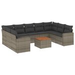 vidaXL Salon de jardin avec coussins 10 Pièces gris résine tressée