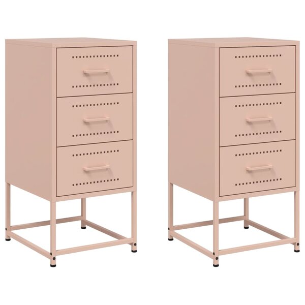 vidaXL Tables de chevet 2 Pièces rose 36x39x78 cm acier