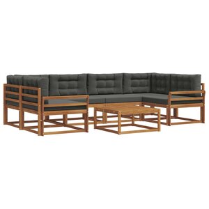 vidaXL Ensemble de canapés d'extérieur 7 Pièces Naturel et Anthracite