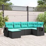 vidaXL Salon de jardin 6 Pièces avec coussins noir résine tressée