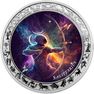 Pièce de monnaie en Argent 5 Cedis g 31.1 (1 oz) Millésime 2025 Space Zodiac SAGITTARIUS
