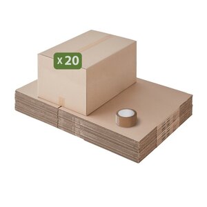 Pack and Move - Lot 20 cartons déménagement seconde main - 57 x 39 x 34 cm - Cartons réemployés - Seconde vie - 1 adhésif offert