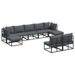 vidaXL Ensemble de canapé de jardin 9 Pièces Noir 353 x 141.5 x 71 cm