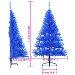 vidaXL Demi sapin de Noël artificiel avec support Bleu 150 cm PVC