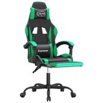 vidaXL Chaise de jeu avec repose-pied Noir et vert Similicuir