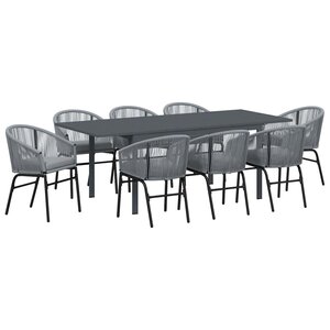 vidaXL Ensemble de salle à manger pour jardin 9 Pièces Gris Poly rotin
