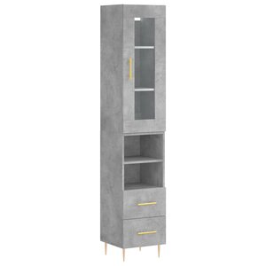 vidaXL Buffet haut Gris béton 34 5x34x180 cm Bois d'ingénierie