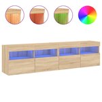 vidaXL Meubles TV muraux lumières LED 2 Pièces chêne sonoma 80x30x40 cm