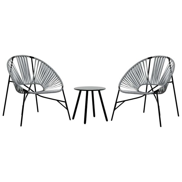 vidaXL Lot de 3 Chaise de jardin noir et gris clair résine tressée