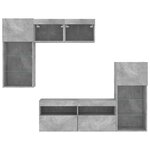 vidaXL Unités murales TV avec LED 5 Pièces gris béton bois d'ingénierie