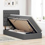 vidaXL Lit avec rangement et matelas Gris foncé 100 x 200 cm Polyester