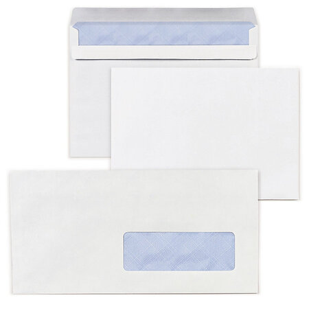 Lot de 1000: enveloppe commerciale vélin extra-blanc mécanisable patte gommée avec fenêtre 80 g/m² la couronne 115x225 mm
