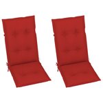 vidaXL Chaises de jardin 2 Pièces avec coussins rouge Teck massif