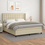 vidaXL Sommier à lattes de lit avec matelas Crème 180x200cm Similicuir