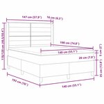 vidaXL Lit à ressorts avec matelas Noir 140 x 190 cm tissu