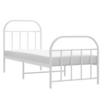 vidaXL Cadre de lit métal sans matelas avec pied de lit blanc 75x190cm