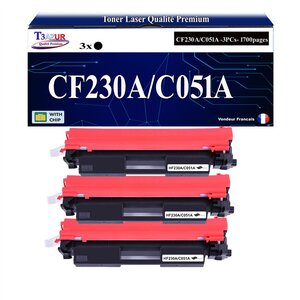 T3AZUR - 3x Toners compatibles avec Canon 051 pour Canon i-Sensys LBP-162dw  MF-264dw  MF-267dw  MF-269dw Noir - 1 700p