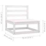 vidaXL Salon de jardin 11 Pièces avec coussins Blanc Bois de pin massif
