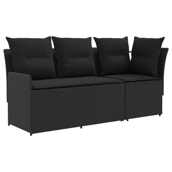 vidaXL Sofa de jardin avec accoudoirs et sofa d'angle 2 Pièce Noir