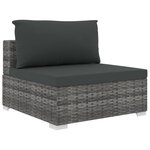 vidaXL Salon de jardin 11 Pièces avec coussins résine tressée gris
