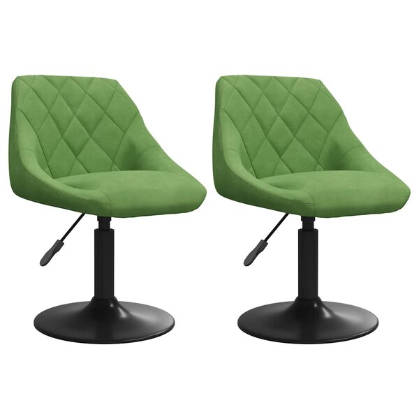 vidaXL Chaises pivotantes à manger lot de 2 vert clair velours
