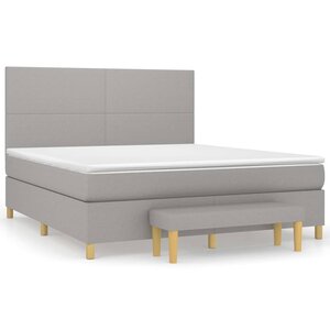 vidaXL Sommier à lattes de lit avec matelas Gris clair 180x200cm Tissu