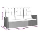 vidaXL Banc de jardin inclinable et coussins noir 173cm résine tressée
