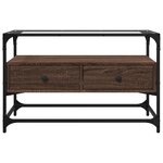 vidaXL Meuble TV avec dessus en verre chêne marron bois d'ingénierie