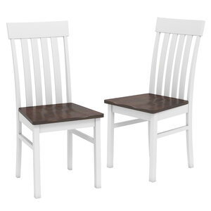 Lot de 2 chaises de salle à manger 44 x 50 5 x 97 cm confort ergonomique style rustique en bois de caoutchouc blanc+brun 20_0018772