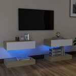 vidaXL Meubles TV avec LED 2 Pièces Blanc et chêne sonoma 60x35 cm