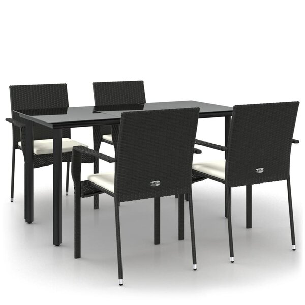 vidaXL Ensemble à manger de jardin coussins 5Pièces Noir Résine tressée