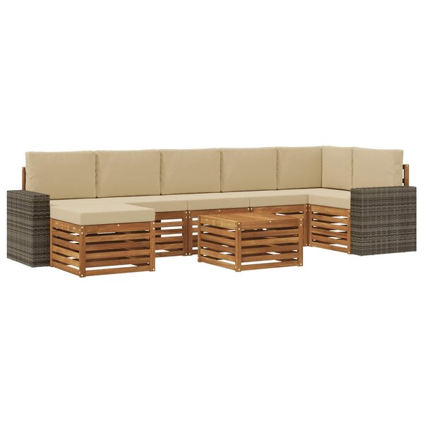 vidaXL Ensemble de canapés d'extérieur 8 pc Naturel et Beige