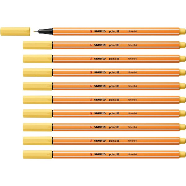 Feutre à pointe fine point 88  jaune clair x 10 STABILO