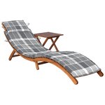vidaXL Chaise longue de jardin avec table et coussin Bois d'acacia