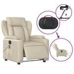 vidaXL Fauteuil de massage inclinable électrique crème similicuir
